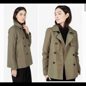 Everlane Womens Short Swing Olive Double Breasted Trench Coat SIZE SMALL